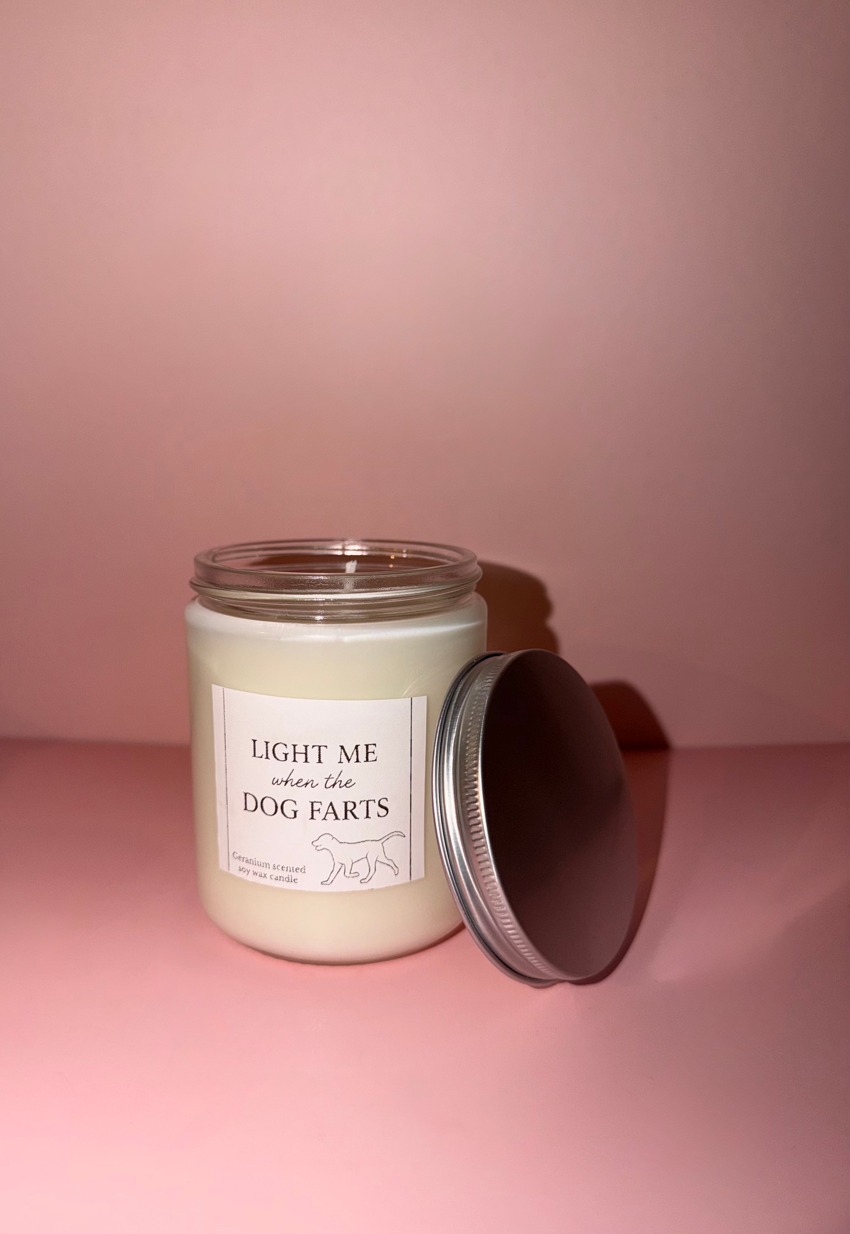 ‘Light me when the dog farts’ candle